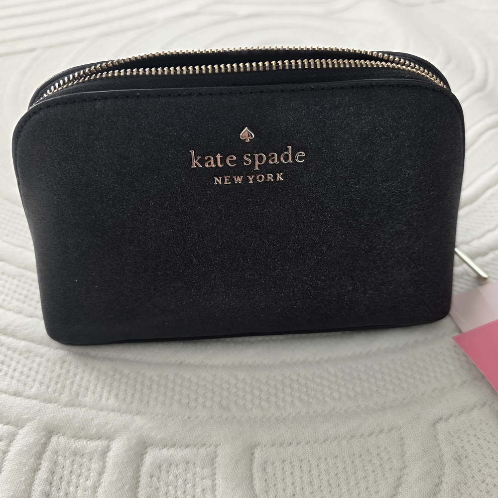 Kate Spade Black Sparkle Cosmetic Pouch
